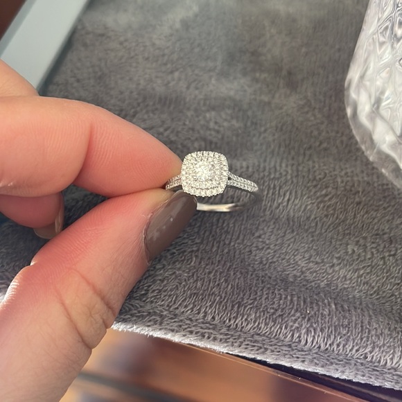 Diamond Square Halo Engagement Ring - Picture 5 of 6